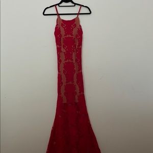 Fuscia/Red Lace Backless Gown - Tags attached